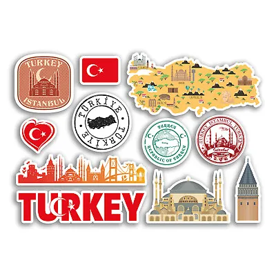 A5 Sticker Sheet Turkey Vinyl Stickers - Map Country Holiday Flag Travel #78474 • £3.99