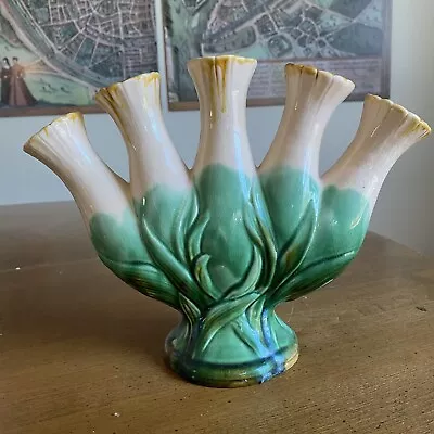 Rare Minton Majolica Tulipiere Vase C 1875 Round Pedestal Base (unmarked) • $187.08