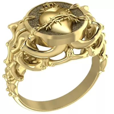 Catholic Sacred Heart Ring For Women Jesus Cross Brass Jewelry • $33.99