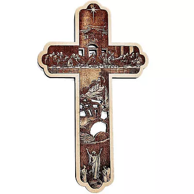 Christian Traditional Wooden Christ Cross Wall Hanging & Decor Item 30.5 X17.8cm • $20.50