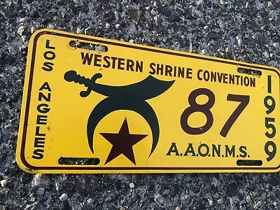 Vintage Booster License Plate Shriner 1959  Convention #87 Mason Fraternal • $55