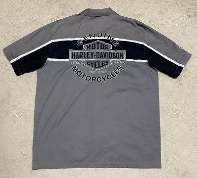 Vintage Harley Davidson Mechanic Shirt Mens 2XL XXL Gray Short Sleeve Button Up • $99.99