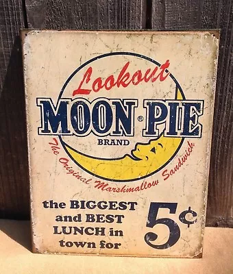 Lookout Moon Pie Marshmallow Sandwich Metal Sign Tin Vintage Garage Old Rustic • $19.95