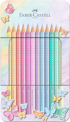 Faber-Castell Pastel Colour Pencil Sparkle Tin 12 Triangular Pencils • £10.99