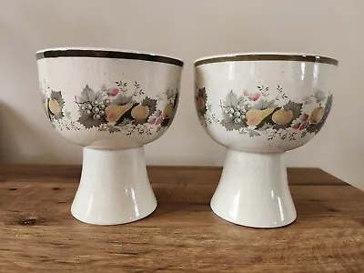 £6.99 • Buy Royal Doulton Harvest Garland Footed Bowls X2 Goblet Style 