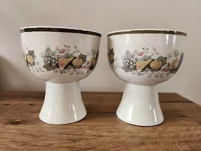 £6.99 • Buy Royal Doulton Harvest Garland Footed Bowls X2 Goblet Style 