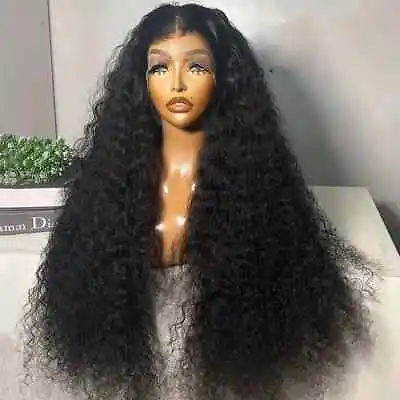 Deep Wave Human Hair Wig Brazilian Water Wave 13x6 HD Transparent Lace Front Wig • $305.37