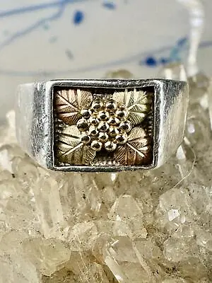 Black Hills Gold Ring Leaves Sterling Silver Size 8.75  Women Men  • $158