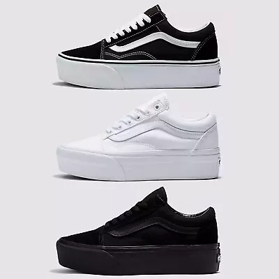 Vans Old Skool Stackform 34mm Women's Sneaker Size 6-10  Black White • $49.99