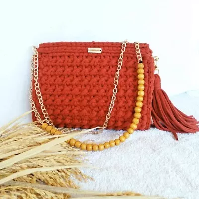 Handmade BAG Macaron Bag Rectangular Bag Shoulder Bag T Shirt Yarn  • $79.49