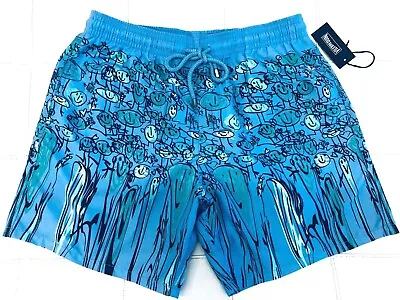 Vilebrequin Men's Lined Swim Shorts Moorea Stick Man Smile Blue Size XXL (2XL) • $90.30