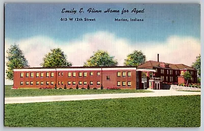 Marion Indiana IN - Emily E. Flinn Home For Aged - Vintage Postcard - Unposted • $4.49