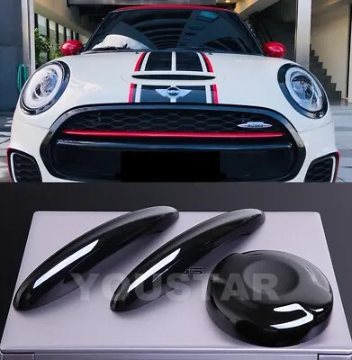 US STOCK PIANO BLACK Door Handle Covers & Petrol Gas Cap MINI Cooper S F56 F57 • $78.83