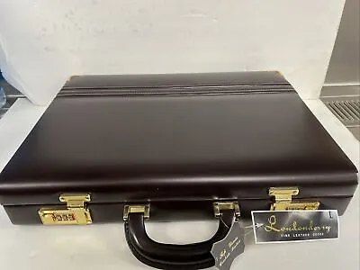 Londonderry Business Briefcase For Men Hard Case Leather Color Brown Size L • $149.99