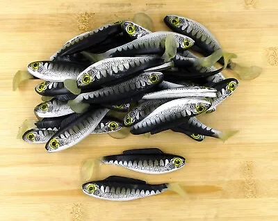 (30) Luck-E-Strike Shad Minnow Swimbait 4  White & Black Bulk Lot Brand New • $9.99