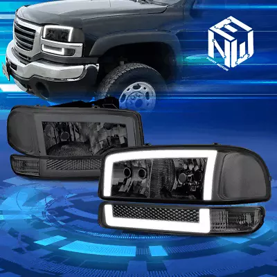 For 99-07 Sierra Yukon LED DRL Switchback Turn Signal Headlights Smoked/Clear • $185.95