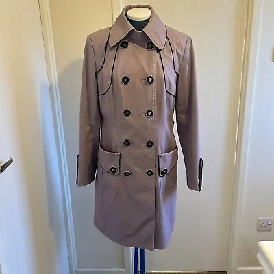 Edina Ronay Women’s Trench Lilac Overcoat Raincoat Uk Size 12 Double Breasted • £24.99