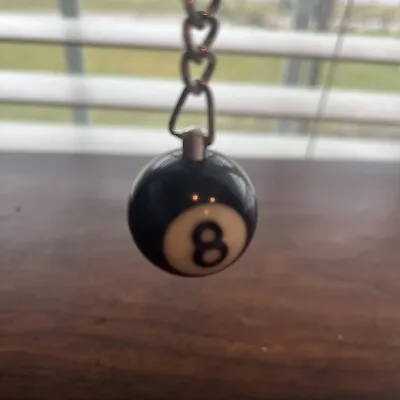 Billiard Ball Keychain Pool Table Snooker Lucky Black Number 8 Key Ring Chain H2 • $6.50