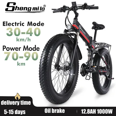 $1126.99 • Buy 26  Folding Electric Bicycle 1000W Ebike E-Mountain Bike E-MTB Fat Tire 12.8Ah