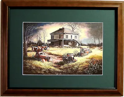 Old Cars Picture Forgotten Classics Old Country House Mopar Matted Framed 12x16 • $59.95