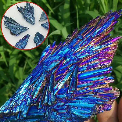 Natural Rainbow Aura Titanium Quartz Crystal Cluster VUG Specimen Healing Stone • £4.89