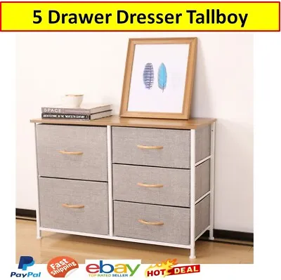 $99.95 • Buy Tallboy Dresser Storage Cabinet 5 Drawer Tower Chest Of Drawers Hallway Bedroom