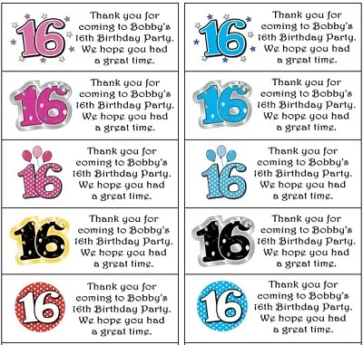 Personalised Stickers Anniversary Or Birthday Party Bags/cake Labels No.16 • £2