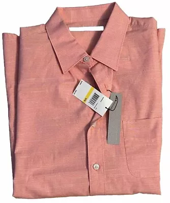 NWT Perry Ellis Short Sleeve Button Down Shirt Pink Men's Size M Cotton • $20