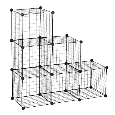 HOMCOM DIY 6 Cube Metal Wire Rack Interlocking Storage Cabinet Organiser Display • £24.99