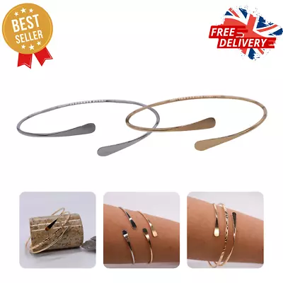 Ladies Arm Cuff Bangle Silver Or Gold Boho Jewellery Bracelet Adjustable Upper • £6.48