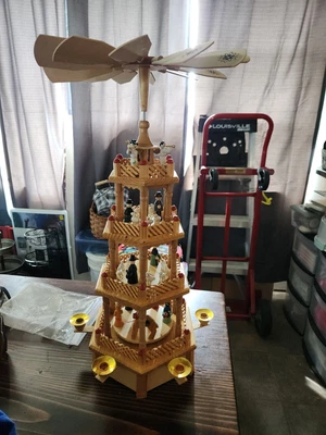 $50 • Buy Vintage 4 Tier Christmas Pyramid Carousel Windmill Candle Holder