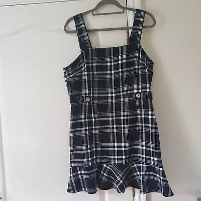 Miss Selfridge Pinafore Style Dress Black & White Check  Plaid Clueless  UK 14 • £5.48