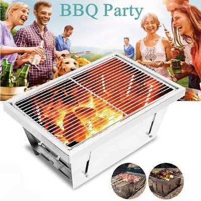 $19.99 • Buy Portable Foldable Barbecue BBQ Grill Charcoal Stove Outdoor Camping Cooker