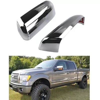 Fits 09-14 FORD F-150 2 Door 4 Door Chrome Plated Top Half Mirror Cover Caps 2pc • $29.99