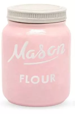 Mason Jar Ceramic Flour Canister - Airtight Ceramic Canister With Lid - Pink ... • $21.61