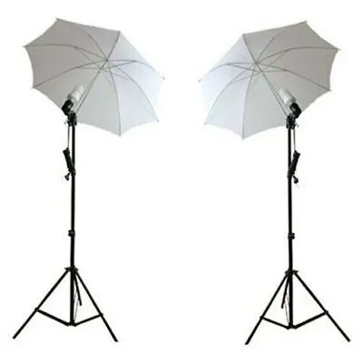 Ex-Pro Continuous Dual Photography Lighting Kit 105w Stands & Umbrella - White • £49.92
