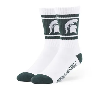 Michigan State Spartans Socks ‘47 Brand Duster Large White Men’s 9-13 New NWT • $13.95