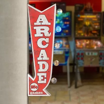 ARCADE Vintage Style Rustic Metal LED Marquee Sign Garage Bar Man Cave 25  • $99.77