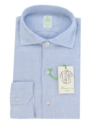 Finamore Napoli Light Blue Linen Shirt - Extra Slim - (FN1302411) • £161.06