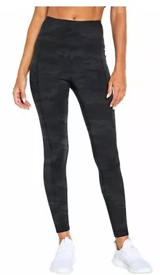 Marika Sport Women's High Waist Active Tight Pants Black Embossed Camo Size L • $19.95