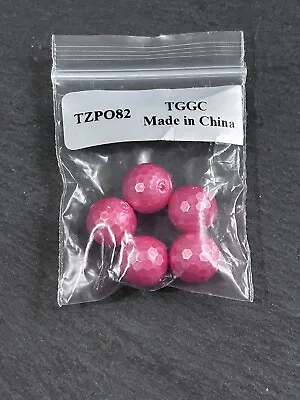 PINK SHELL PEARL HALF DRILLED FACETED ROUNDS APPROX 10MM (5PCS) Jewellery Maker • £3.95