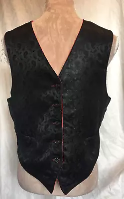 Vintage 50s Mens Reversible Dress Vest Red Black Gothic Rockabilly Waistcoat M • $20