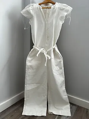 Women's White Zara Jumpsuit Unhemmed Short Sleeves Size XS • $21