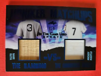 BABE RUTH BAT Mickey Mantle GAME USED JERSEY CARD #d9/9 LEAF MONIKER NY YANKEES • $549.95