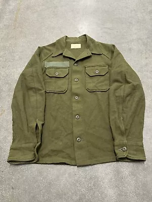 US Military Wool Man’s Field Button Shirt Men Small Olive Green Vintage  • $37.99