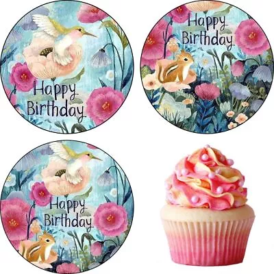 Bird Floral Cake Topper Muffin Cupcake Party Decor Gift Birthday Edible • $8.98