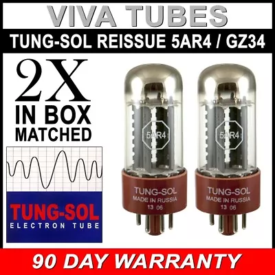 Brand New Tung-Sol Reissue 5AR4 GZ34 Rectifier MATCHED PAIR (2) Vacuum Tubes • $107.67