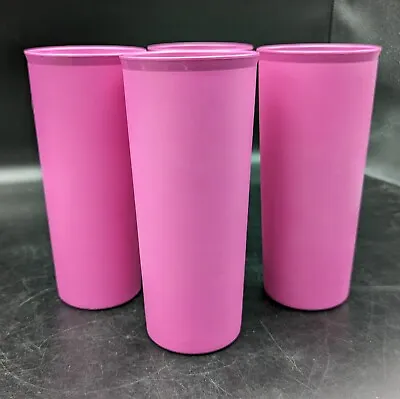 Lot Of 4 Vintage Tupperware Pink Tall Tumblers Cups 16oz #107- 52 • $17.49