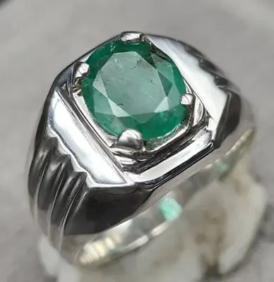 Big Emerald Mens Natural Emerald Ring Unheated Untreated Rich Green Emerald Ring • $340