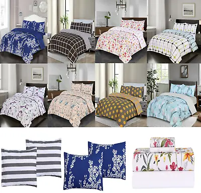 £19.99 • Buy 4 Pcs Complete Bedding Set  With Fitted Bed Sheet Duvet Cover Single Double King